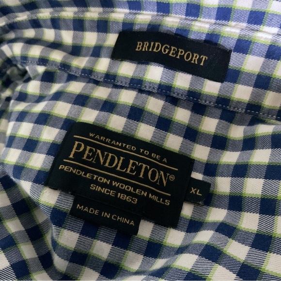 Pendleton Bridgeport Shirt Sz XL Plaid Button Up Long Sleeve Blue Check - Picture 10 of 11